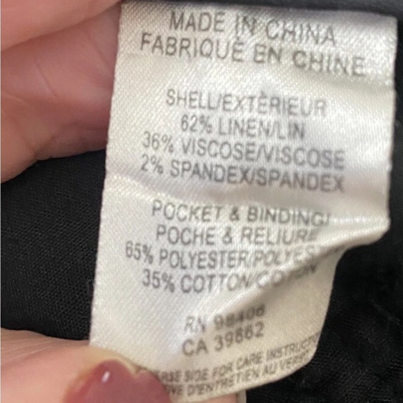 Theory Black Rumer Linen Blend Pants Womens Size 0 (677) - Picture 6 of 7